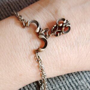 Vintage 1950s Silver Tone Charm Bracelet 7" Spring Ring Clasp Costume Jewelry